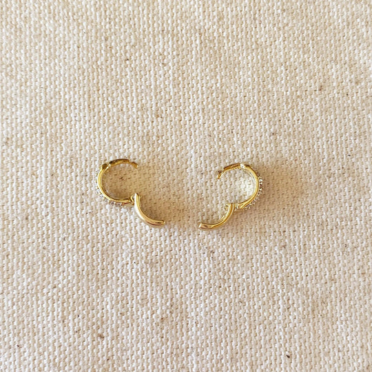 18k Gold Filled 9.5mm Cubic Zirconia Clicker Hoop Earrings - Beloved Boutique