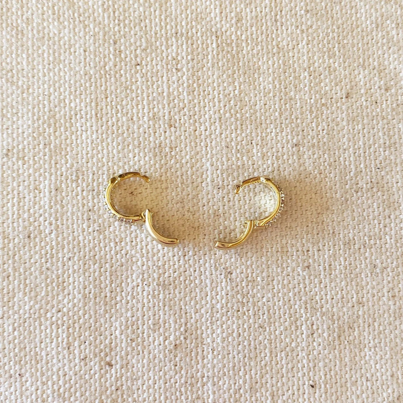 18k Gold Filled 9.5mm Cubic Zirconia Clicker Hoop Earrings - Beloved Boutique