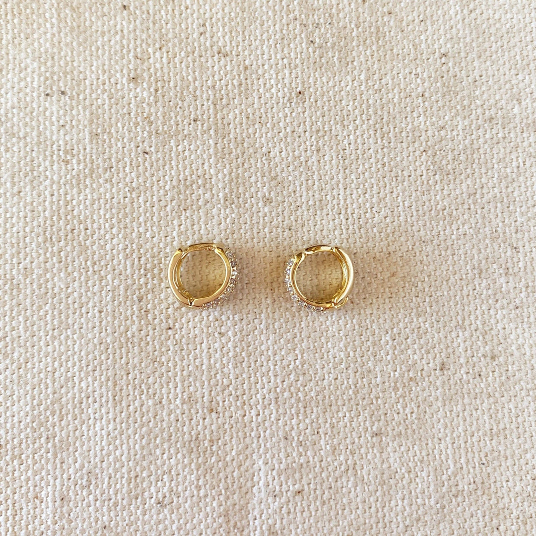 18k Gold Filled 9.5mm Cubic Zirconia Clicker Hoop Earrings - Beloved Boutique