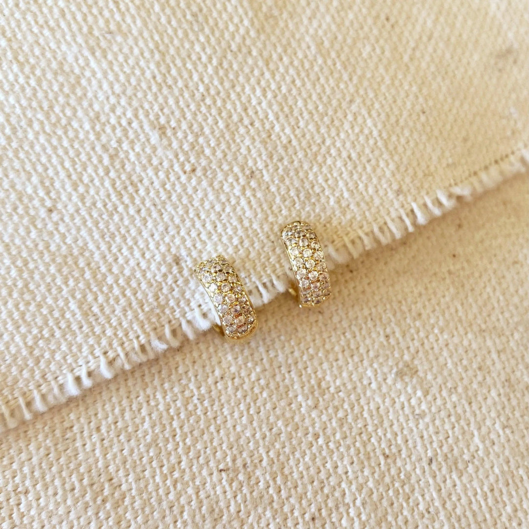 18k Gold Filled 9.5mm Cubic Zirconia Clicker Hoop Earrings - Beloved Boutique