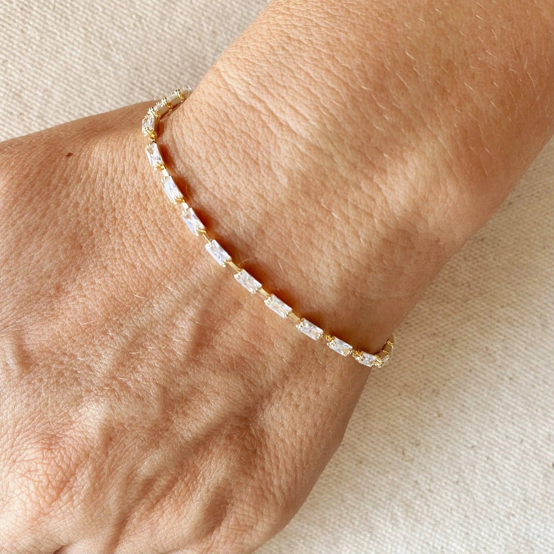 18k Gold Filled Baguette Tennis Bracelet - Beloved Boutique