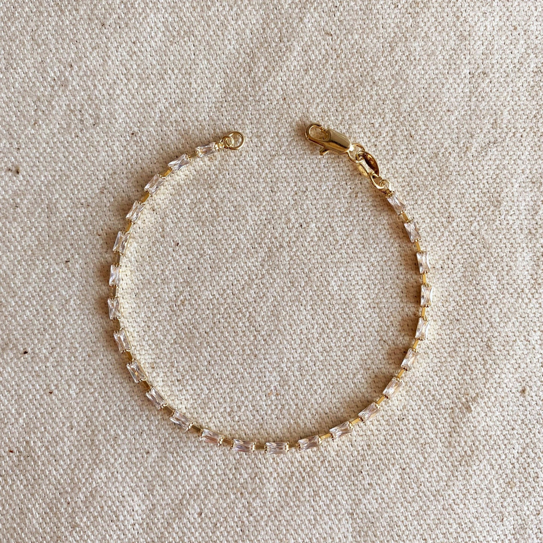 18k Gold Filled Baguette Tennis Bracelet - Beloved Boutique