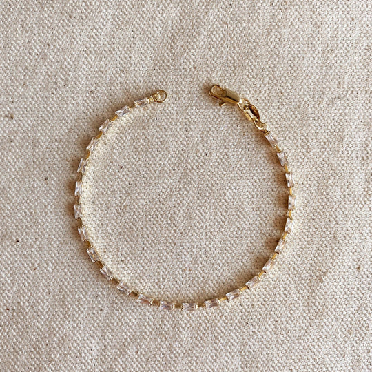 18k Gold Filled Baguette Tennis Bracelet - Beloved Boutique