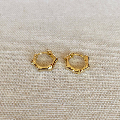 18k Gold Filled Bamboo Clicker Hoop Earrings - Beloved Boutique