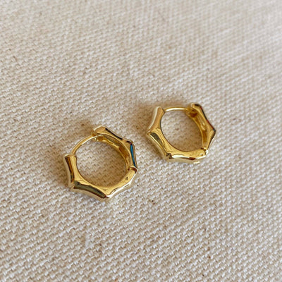 18k Gold Filled Bamboo Clicker Hoop Earrings - Beloved Boutique
