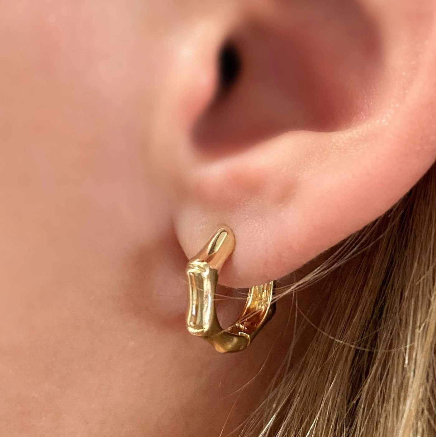 18k Gold Filled Bamboo Clicker Hoop Earrings - Beloved Boutique