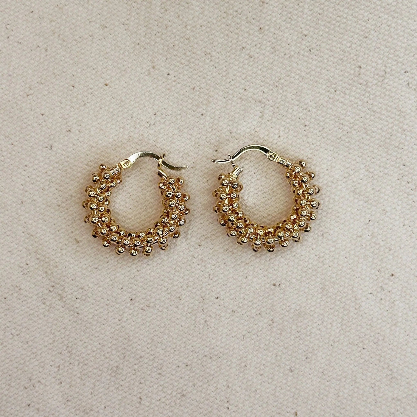 18k Gold Filled Beaded Cluster Hoop Earrings - Beloved Boutique