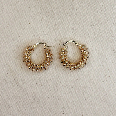18k Gold Filled Beaded Cluster Hoop Earrings - Beloved Boutique