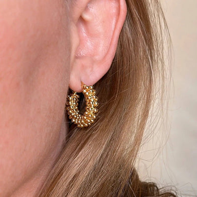 18k Gold Filled Beaded Cluster Hoop Earrings - Beloved Boutique