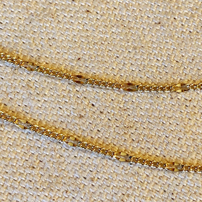 18k Gold Filled Beaten Figaro Chain - Beloved Boutique