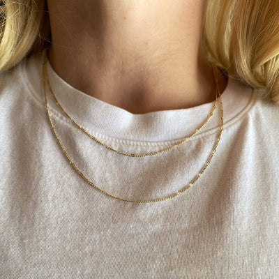 18k Gold Filled Beaten Figaro Chain - Beloved Boutique