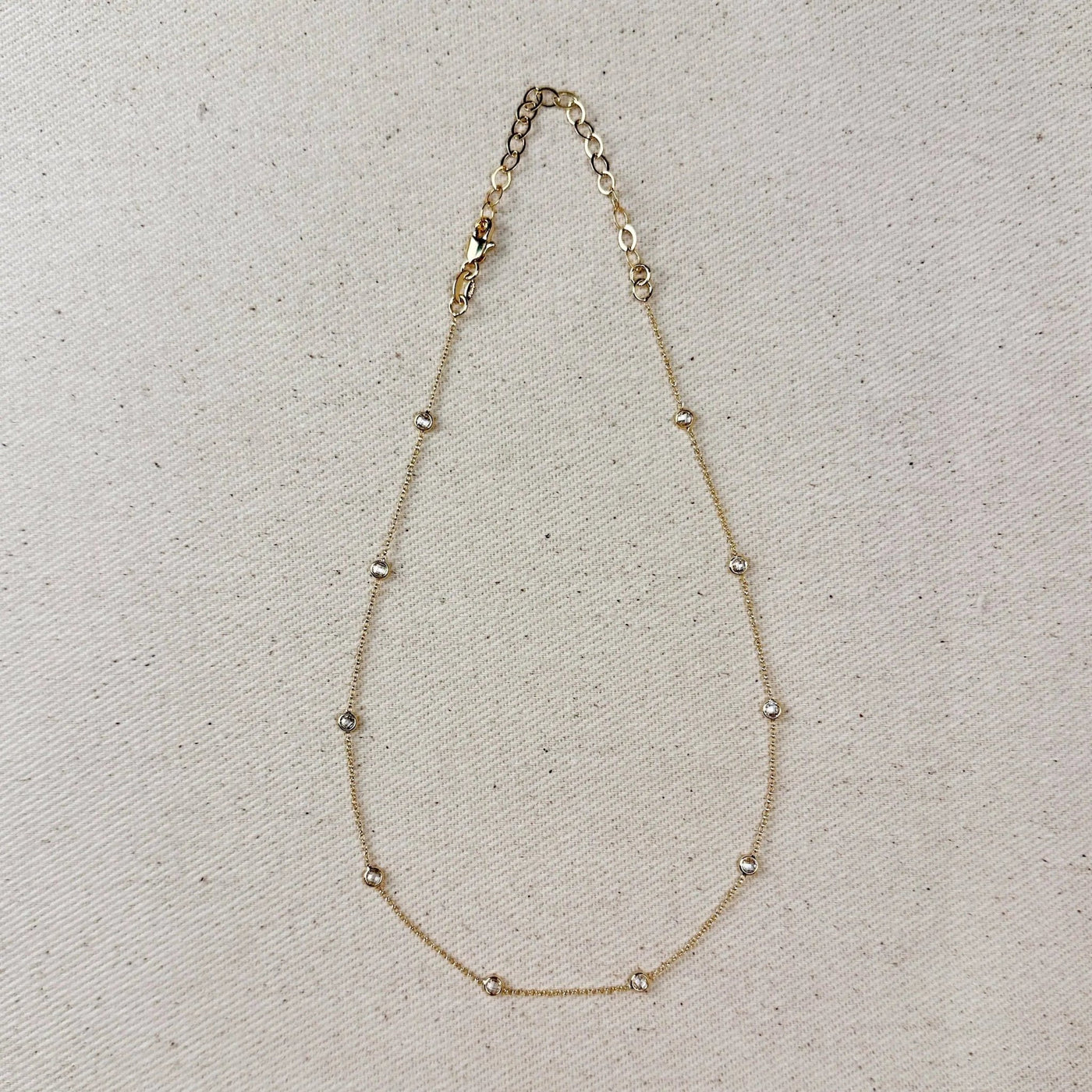 18k Gold Filled Bezel CZ Necklace - Beloved Boutique