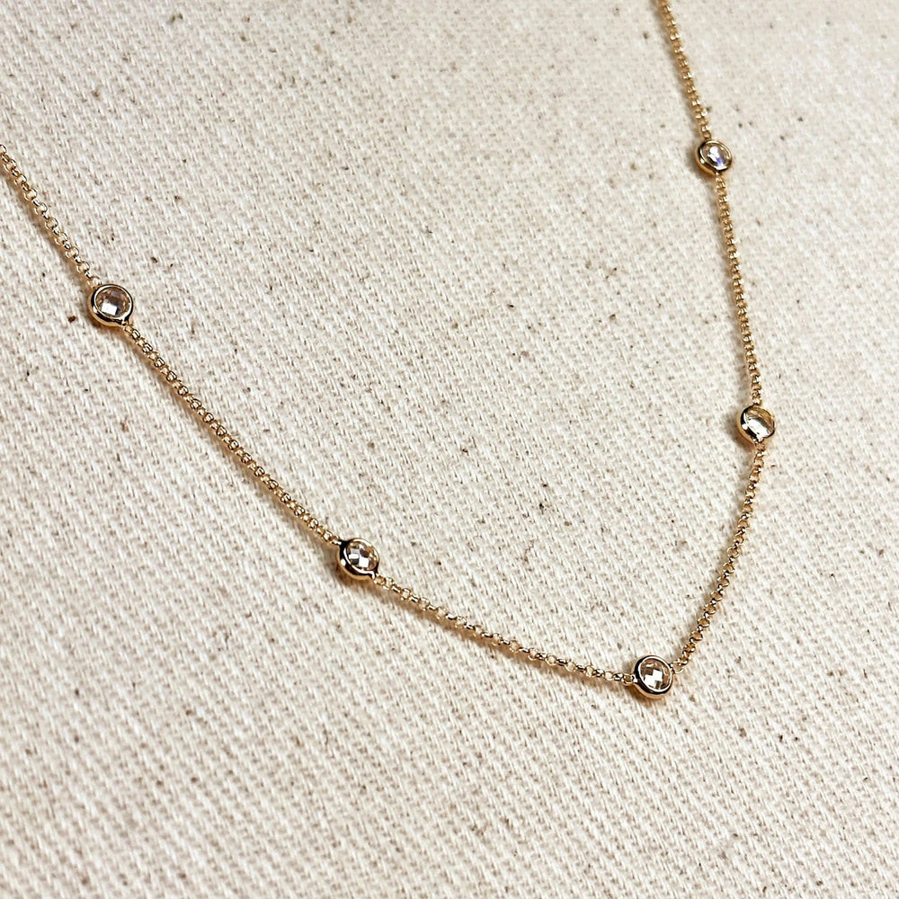 18k Gold Filled Bezel CZ Necklace - Beloved Boutique