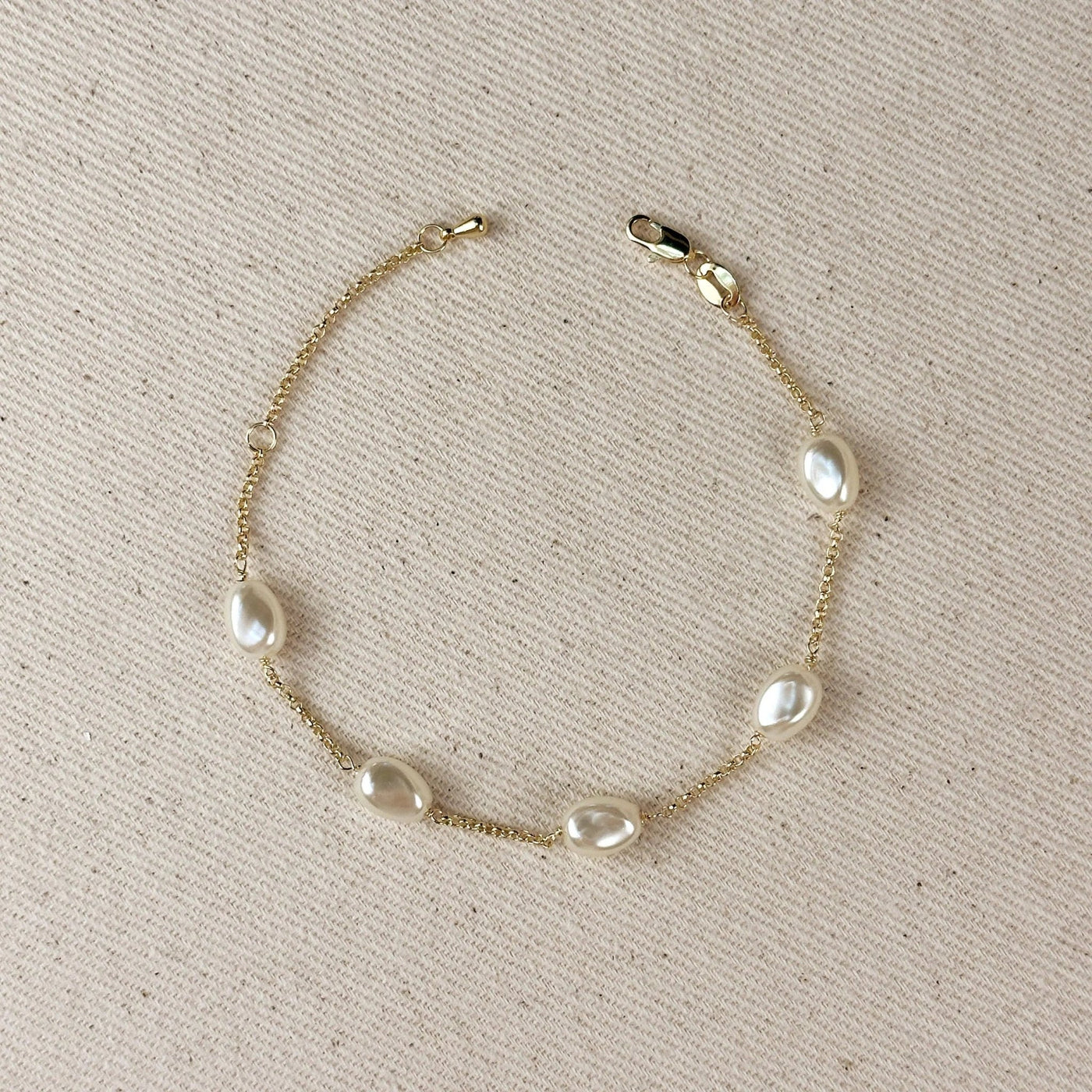 18k Gold Filled Bracelet Spaced Baroque Pearl - Beloved Boutique