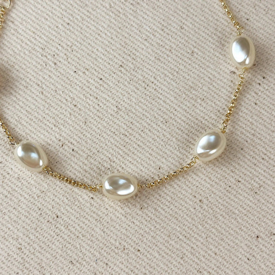 18k Gold Filled Bracelet Spaced Baroque Pearl - Beloved Boutique