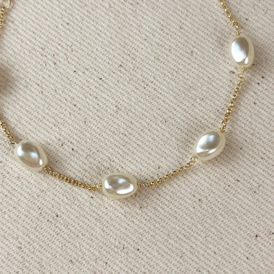 18k Gold Filled Bracelet Spaced Baroque Pearl - Beloved Boutique