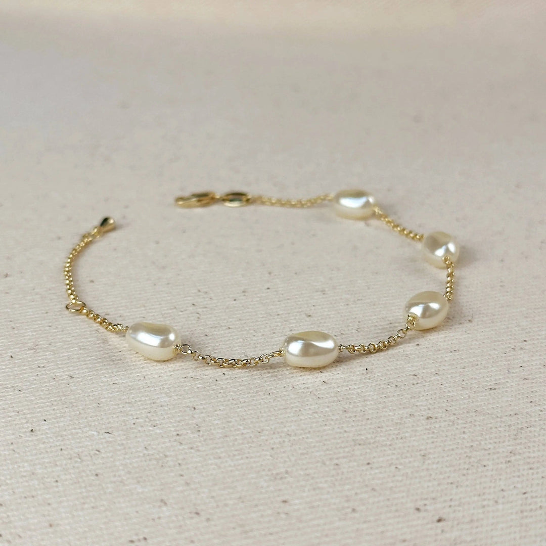 18k Gold Filled Bracelet Spaced Baroque Pearl - Beloved Boutique