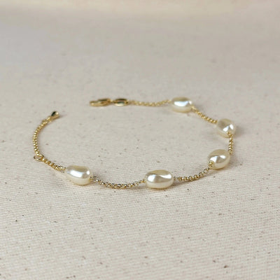 18k Gold Filled Bracelet Spaced Baroque Pearl - Beloved Boutique