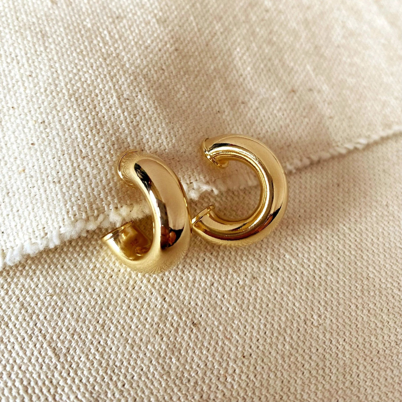 18k Gold Filled Chubby Half - Hoop Earrings - Beloved Boutique