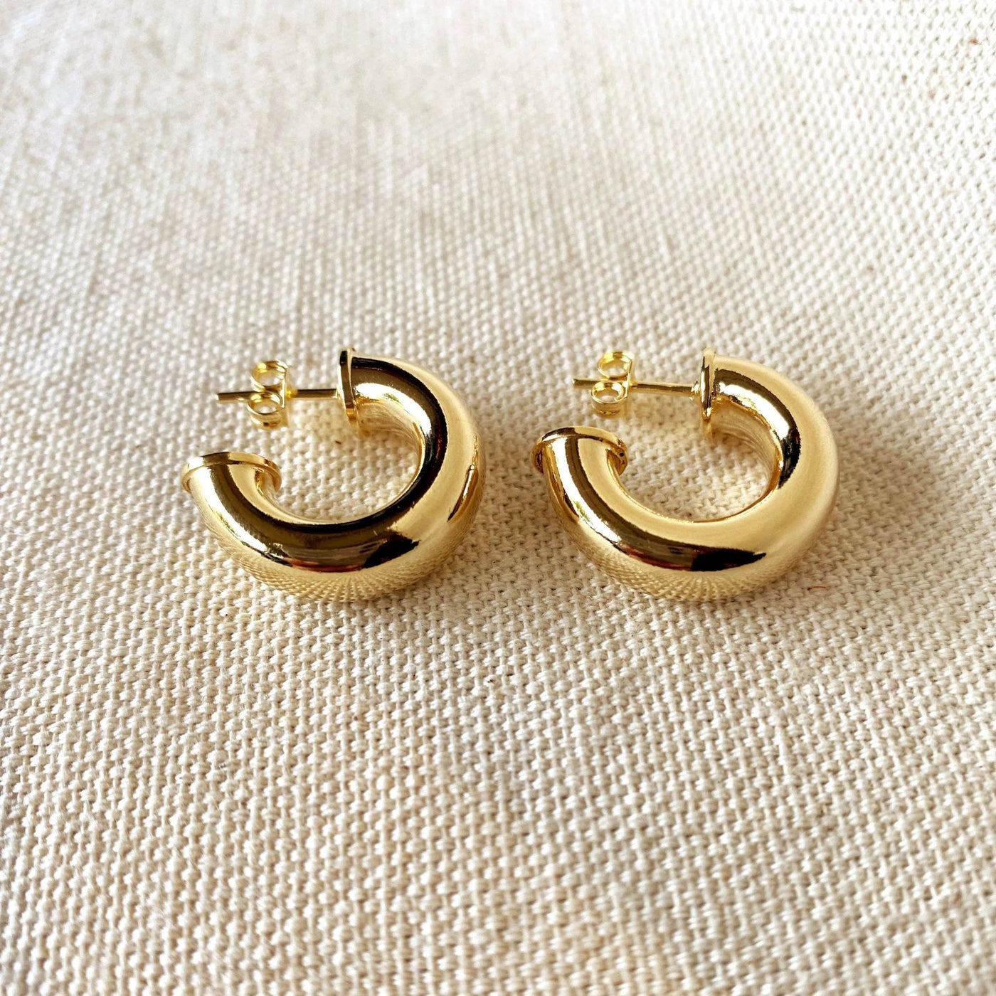 18k Gold Filled Chubby Half - Hoop Earrings - Beloved Boutique