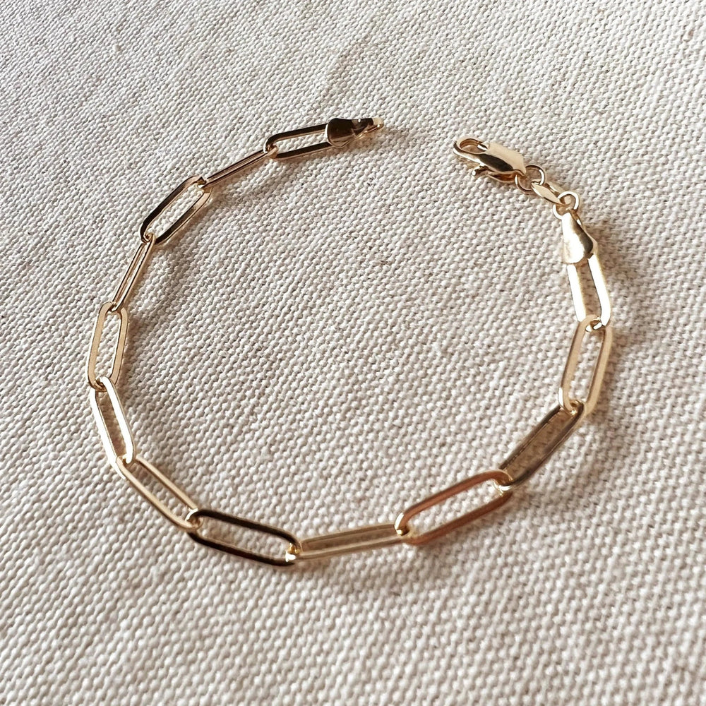 18k Gold Filled Classic Paperclip Bracelet - Beloved Boutique