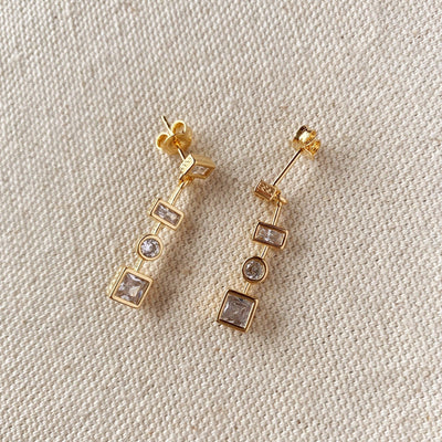 18k Gold Filled Clear Dangling Shapes Earring - Beloved Boutique