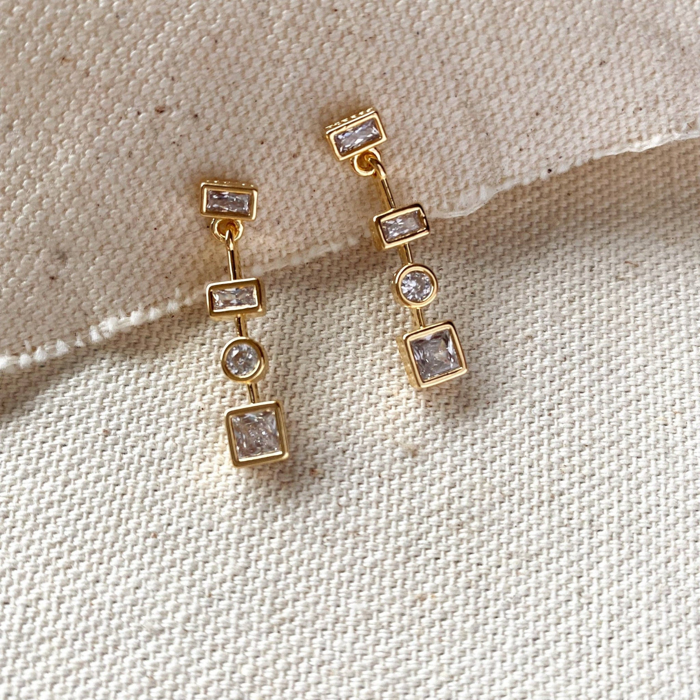 18k Gold Filled Clear Dangling Shapes Earring - Beloved Boutique