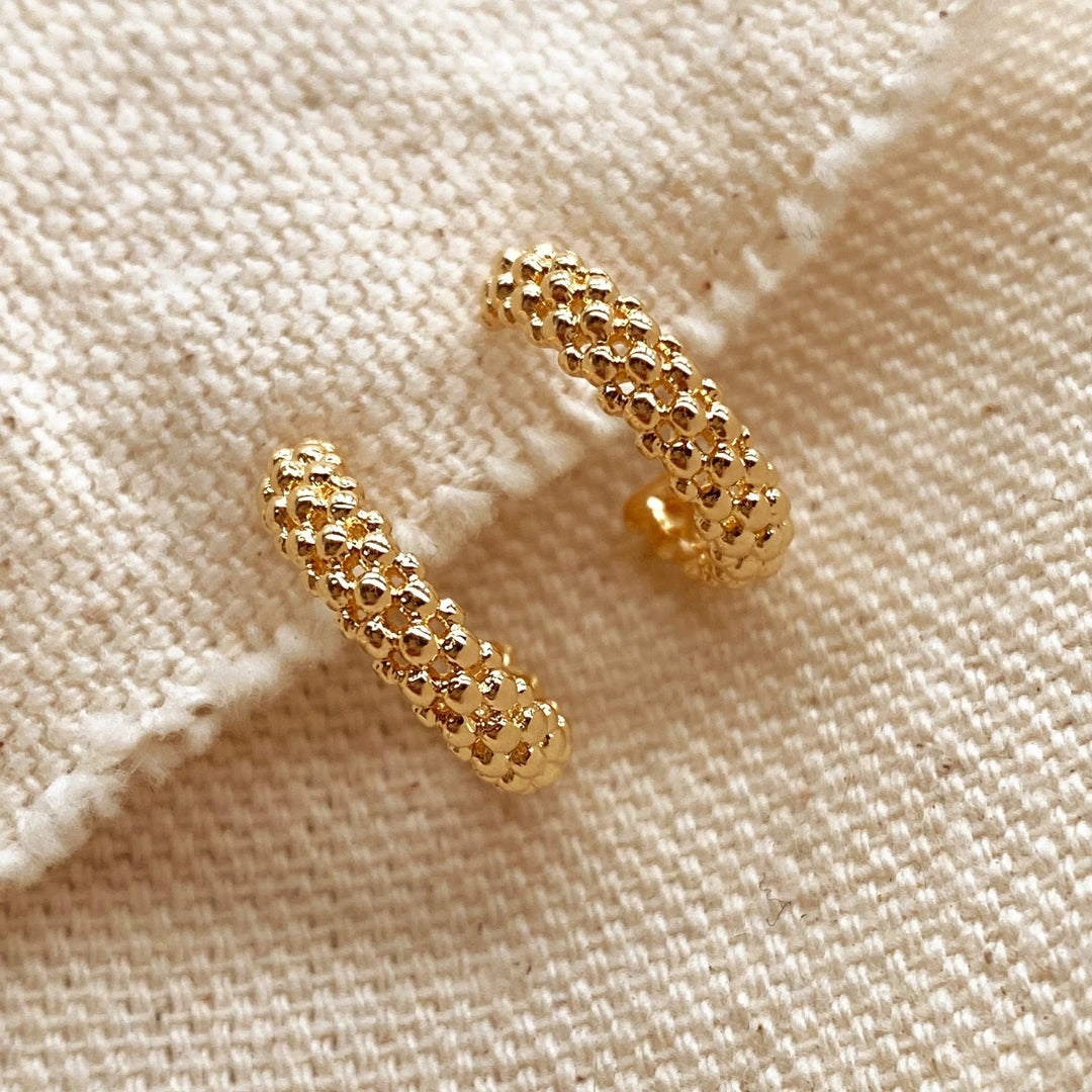 18k Gold Filled Cluster Beads Semi Hoop Earrings - Beloved Boutique