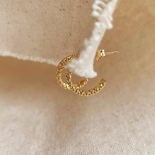 18k Gold Filled Cluster Beads Semi Hoop Earrings - Beloved Boutique