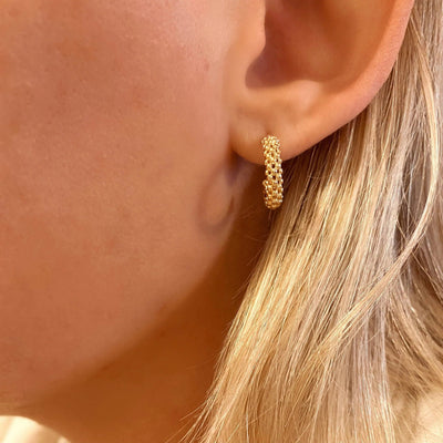 18k Gold Filled Cluster Beads Semi Hoop Earrings - Beloved Boutique