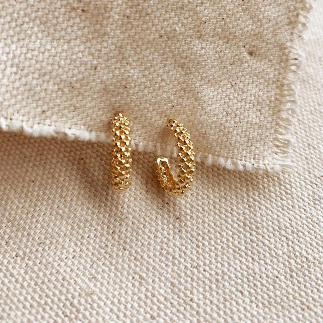 18k Gold Filled Cluster Beads Semi Hoop Earrings - Beloved Boutique