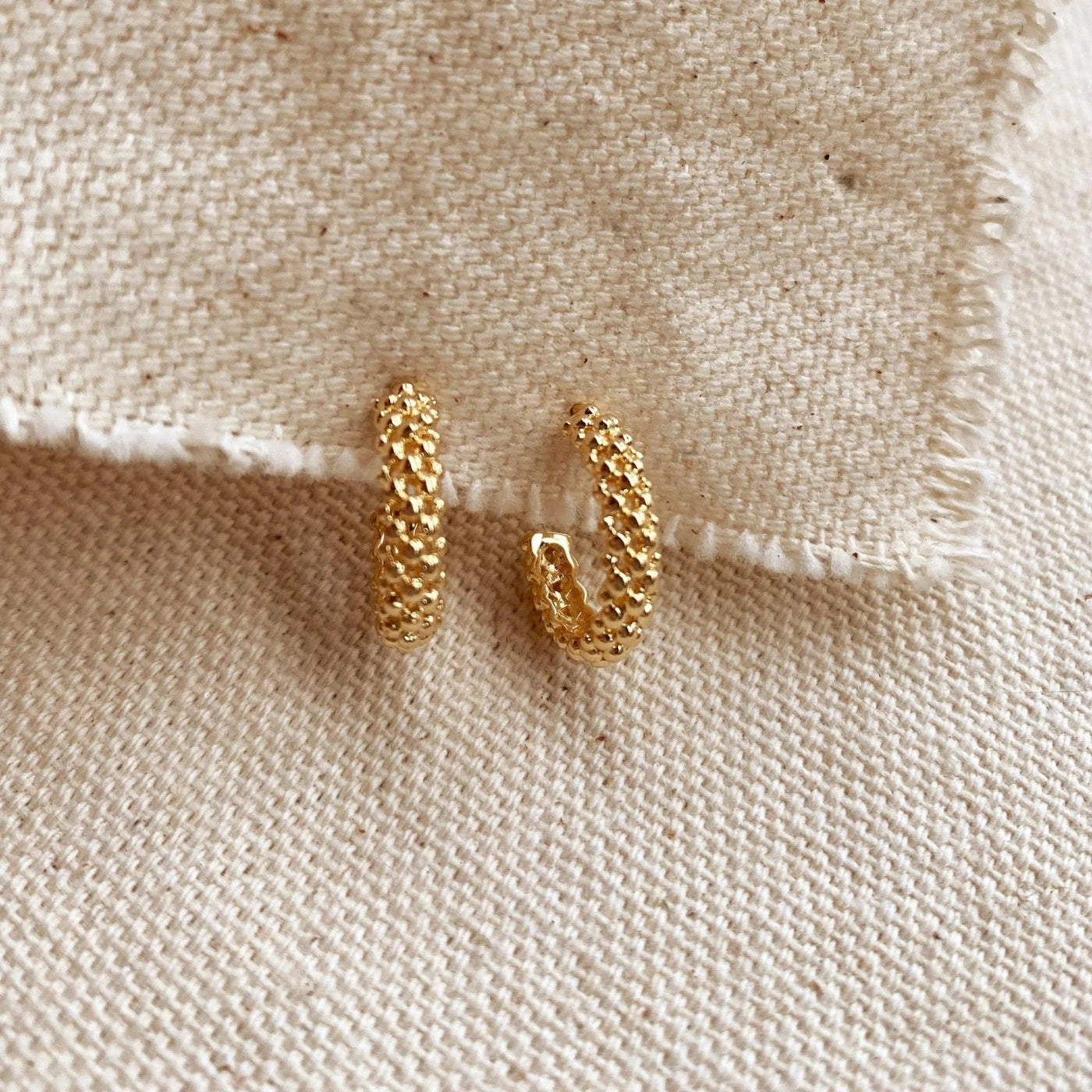 18k Gold Filled Cluster Beads Semi Hoop Earrings - Beloved Boutique