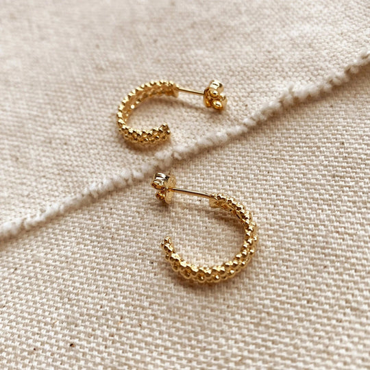 18k Gold Filled Cluster Beads Semi Hoop Earrings - Beloved Boutique