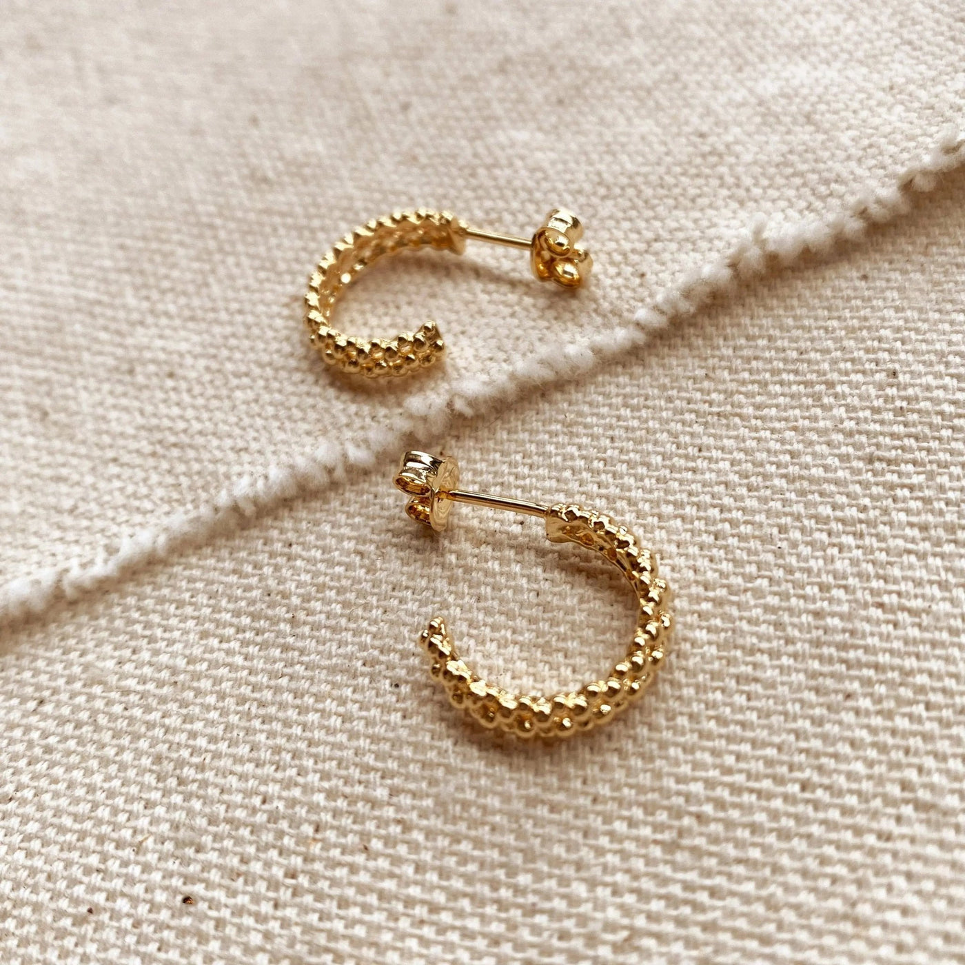 18k Gold Filled Cluster Beads Semi Hoop Earrings - Beloved Boutique