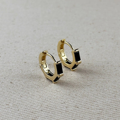 18k Gold Filled Colored Baguette CZ Clicker Hoop Earrings - Beloved Boutique