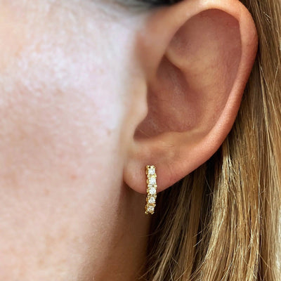 18k Gold Filled Curved Bar Clear Crystal Stud Earrings - Beloved Boutique