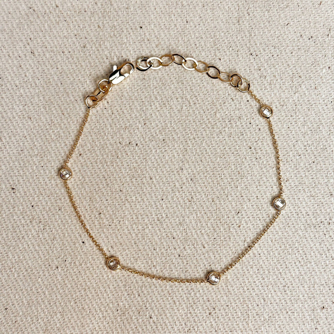 18k Gold Filled CZ Bezel Bracelet - Beloved Boutique