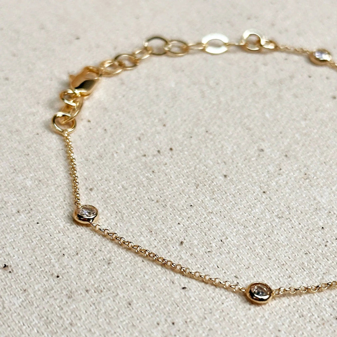 18k Gold Filled CZ Bezel Bracelet - Beloved Boutique