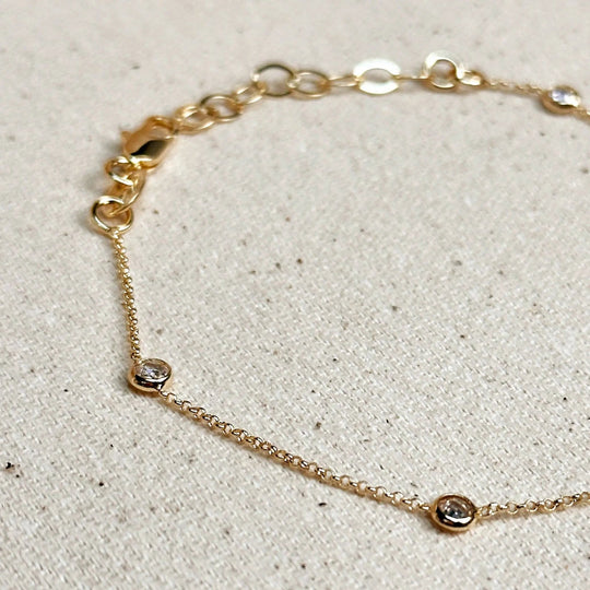 18k Gold Filled CZ Bezel Bracelet - Beloved Boutique