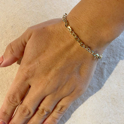 18k Gold Filled Diamond 4.5 mm Cut Anchor Link Bracelet - Beloved Boutique