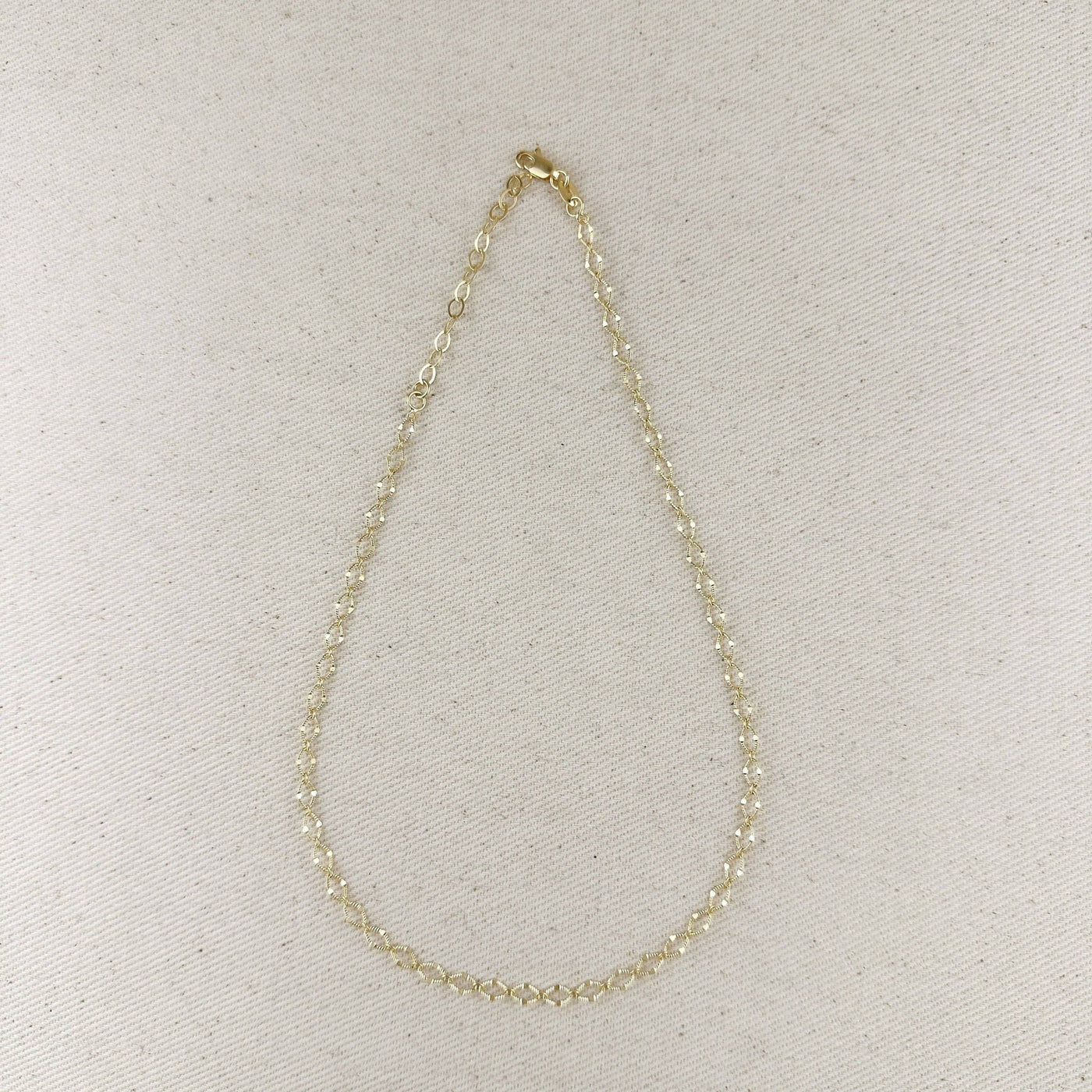 18k Gold Filled Diamond Cut Detailed Chain Necklace - Beloved Boutique
