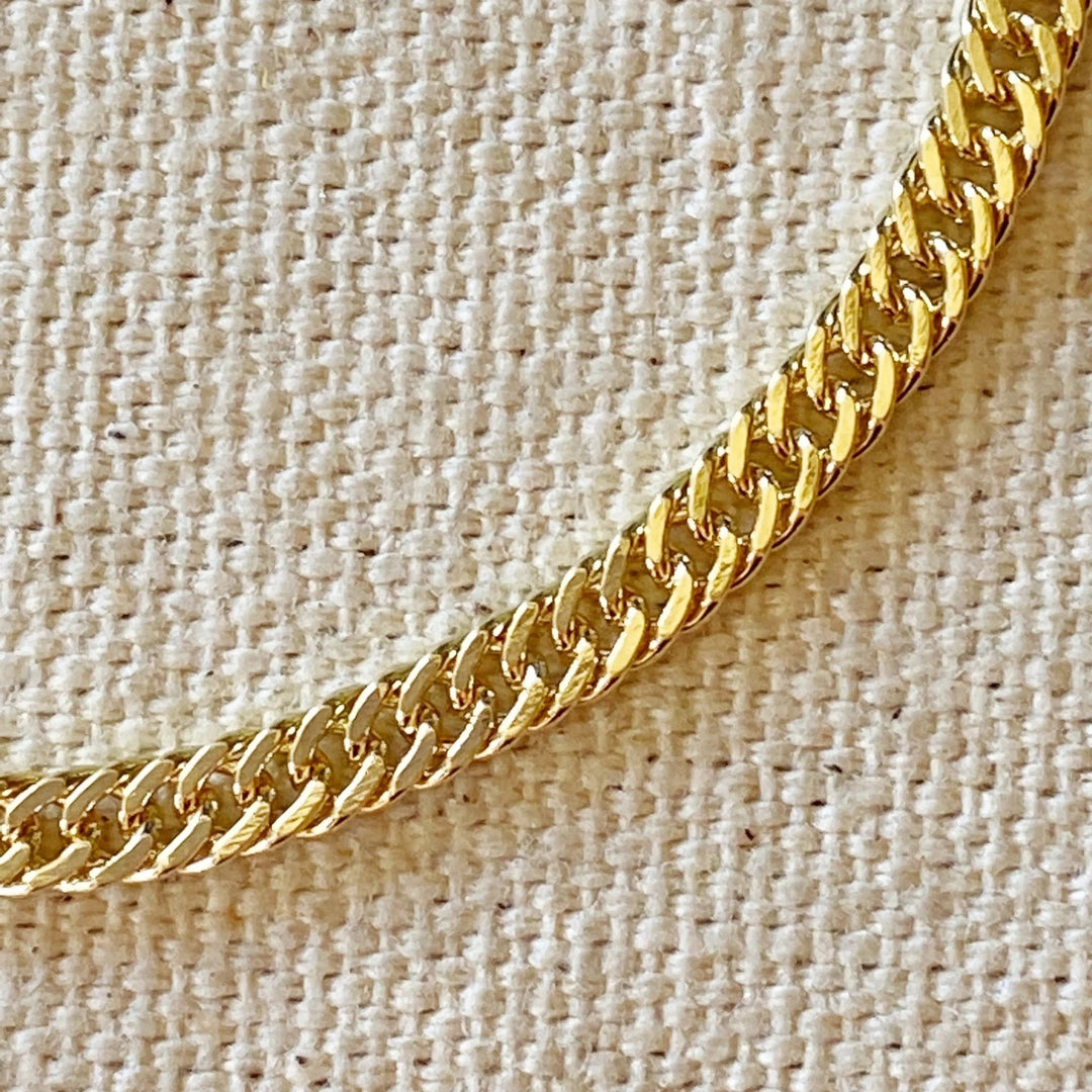 18k Gold Filled Double Curb Chain Bracelet Cuban - Beloved Boutique
