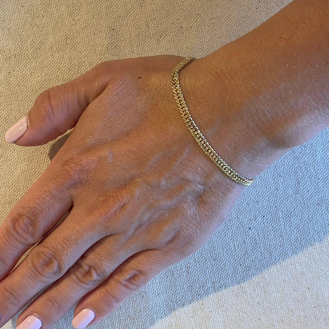 18k Gold Filled Double Curb Chain Bracelet Cuban - Beloved Boutique