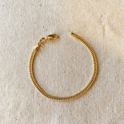18k Gold Filled Double Curb Chain Bracelet Cuban - Beloved Boutique