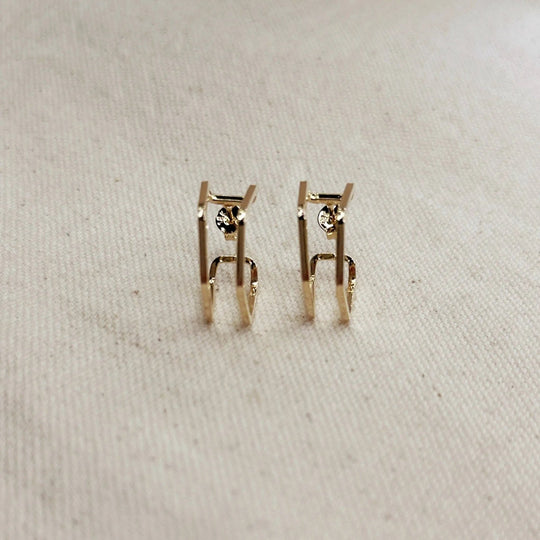 18k Gold Filled Double Wire Geometric C Hoop Earrings - Beloved Boutique