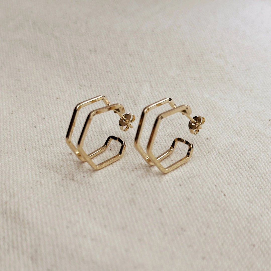 18k Gold Filled Double Wire Geometric C Hoop Earrings - Beloved Boutique