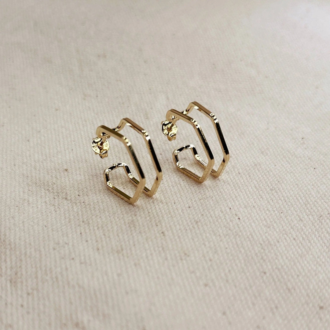 18k Gold Filled Double Wire Geometric C Hoop Earrings - Beloved Boutique