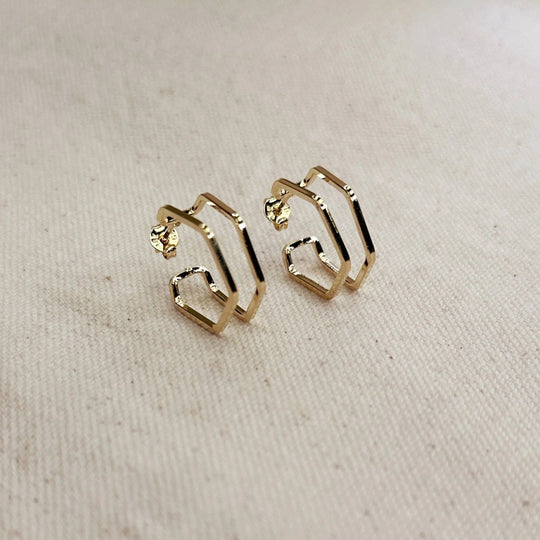 18k Gold Filled Double Wire Geometric C Hoop Earrings - Beloved Boutique