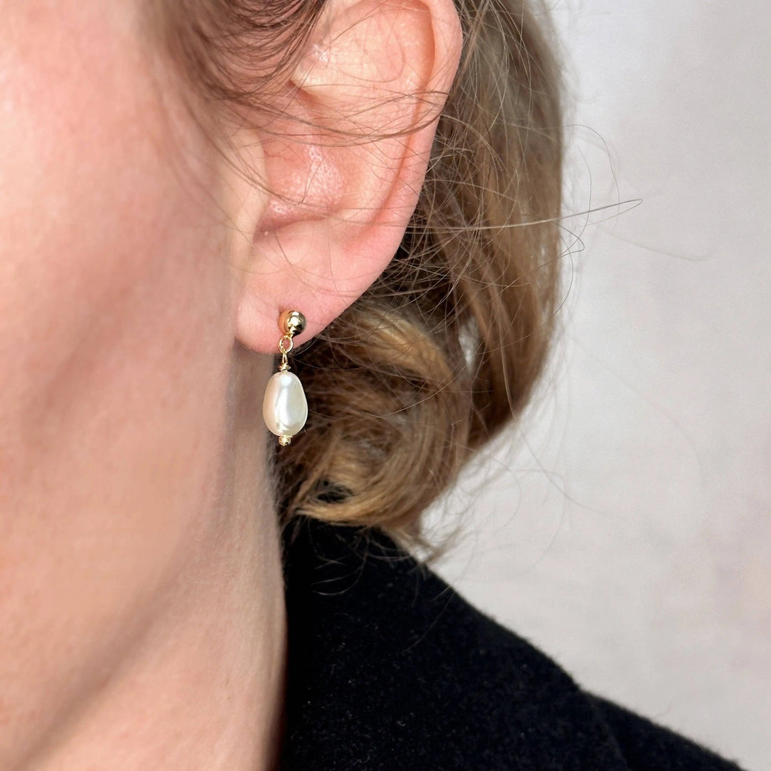 18k Gold Filled Drop Baroque Pearl Earrings - Beloved Boutique
