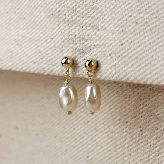18k Gold Filled Drop Baroque Pearl Earrings - Beloved Boutique